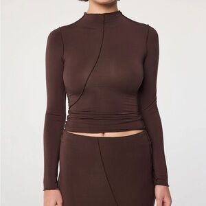 The Line By K Zane mock neck in Chocolate